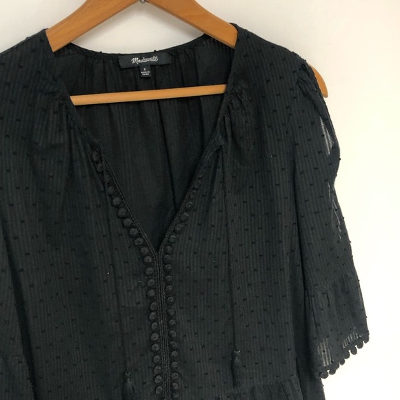 Madewell Black Peekaboo Pom Pom Blouse - Picture 9 of 13
